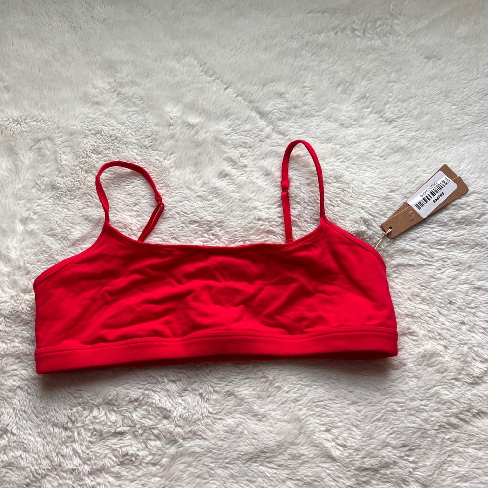 SKIMS Everyday Cotton Scoop Bralette Carmine Red BR-BRL-10643W Women Size Medium